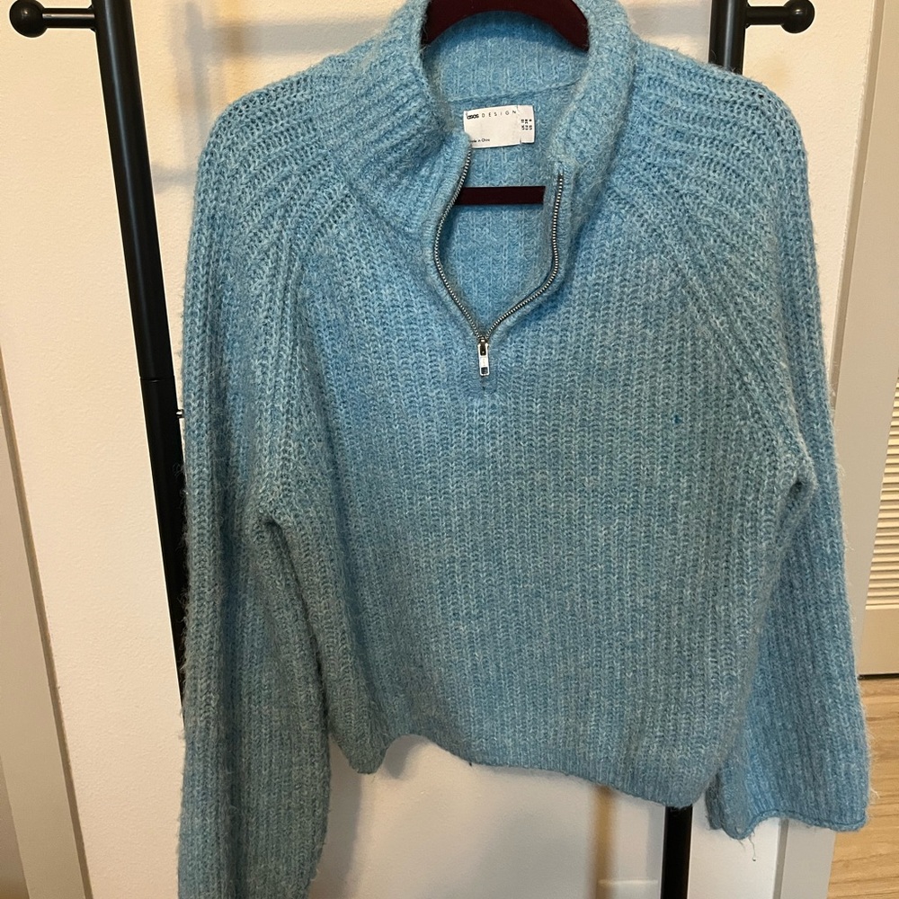 ASOS Light Blue Quarter Zip Sweater